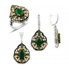 Gümüş Otantik Taşlı Set